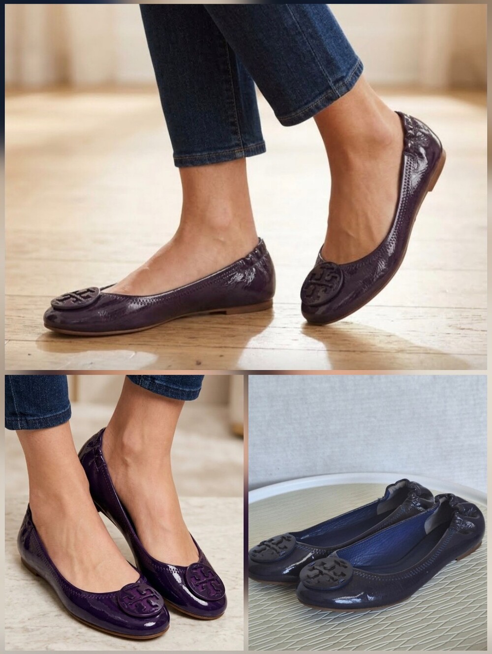❤️Tory Burch Patent Leather Ballet Flats in Deep Purple 🤍Sz 7.5M